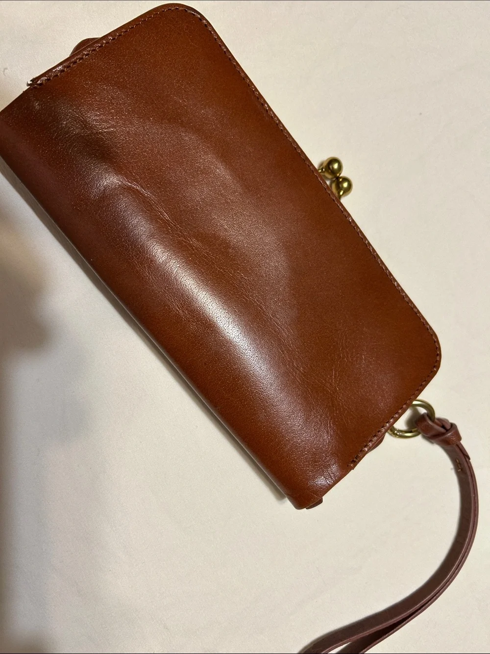 margot Brown Leather Wristlet Wallet with Gold Tone Hardware